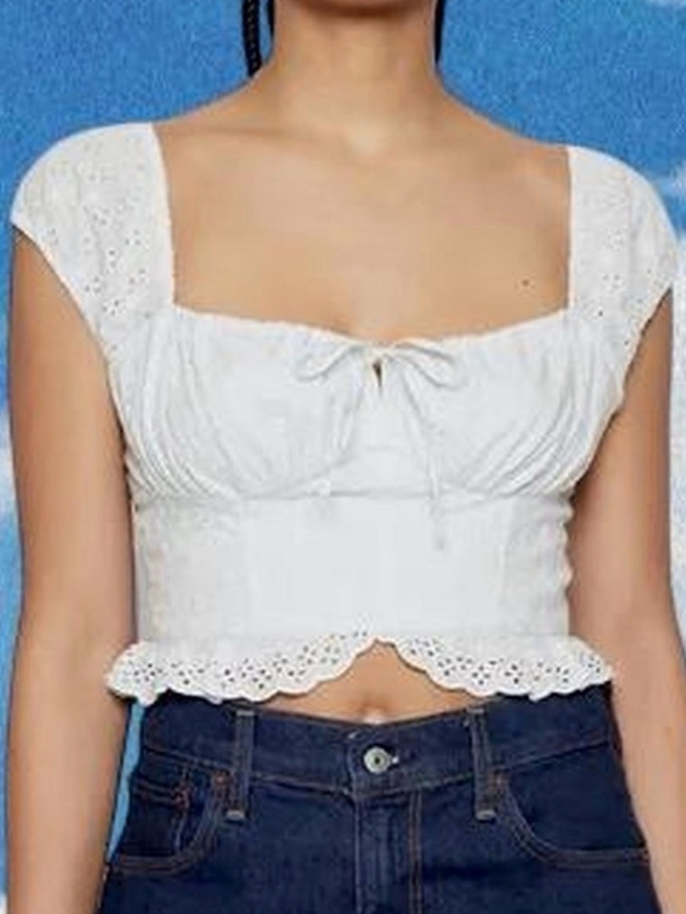 Hollister Cropped Eyelet Top Light Pink, size L, like new!